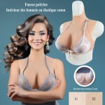 Buste fausse poitrine bonnet élastique coton, col haut