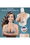 Buste fausse poitrine bonnet élastique coton, col haut