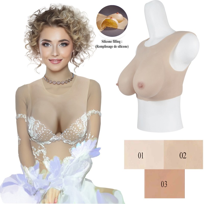 Buste faux seins sans démarcation, encolure ronde