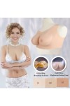 Buste faux seins silicone, encolure ronde, Bonnet B