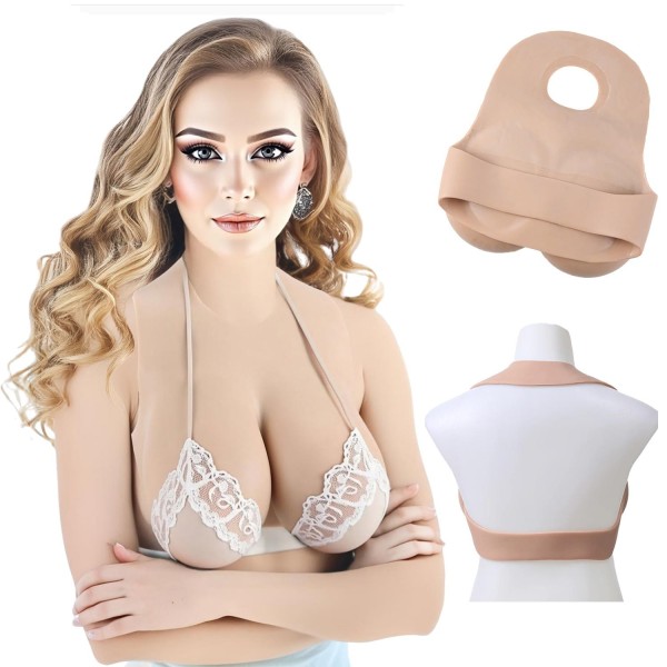 Buste faux seins 100% silicone, dos nu