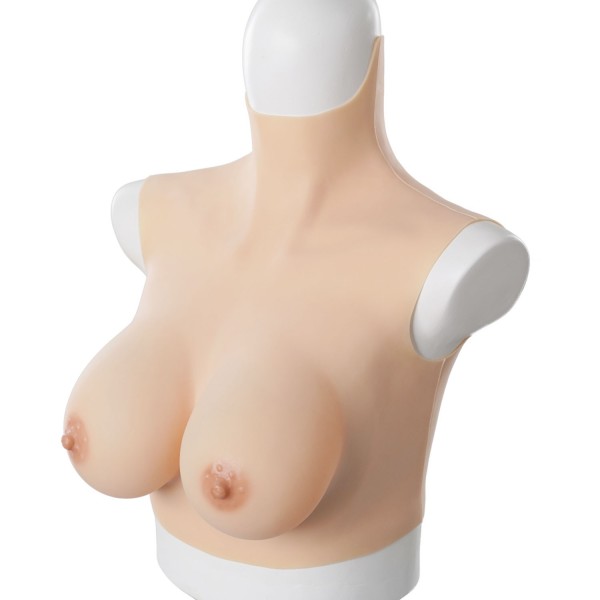 Buste faux seins  silicone, col haut, discount