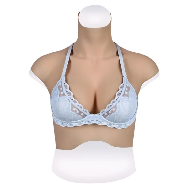 Buste faux seins new design, en silicone, col haut