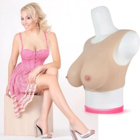 Buste faux seins silicone réalistes, encolure ronde