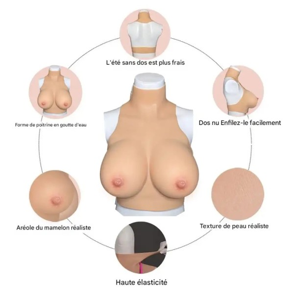 Buste faux seins plastron petit prix – col haut