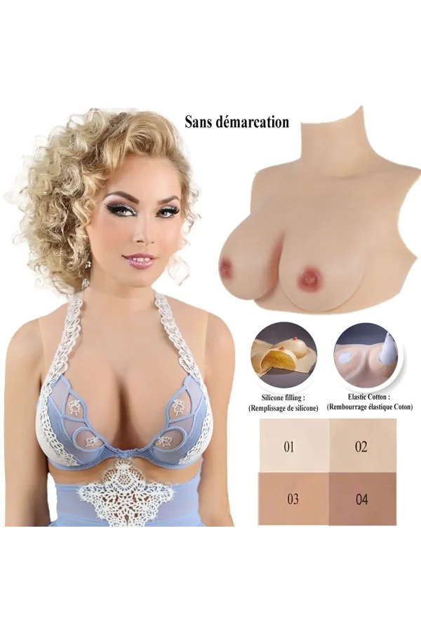 Buste faux seins sans démarcation, col haut