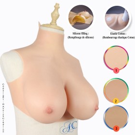 Buste gros seins en silicone, col haut