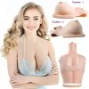 Buste faux seins silicone, encolure ronde, décolleté