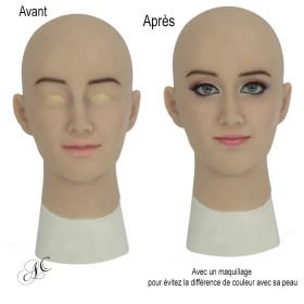 Masque féminin réaliste en silicone, tête pleine