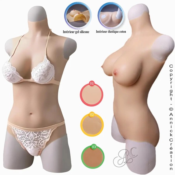 Body faux seins silicone avec faux vagin