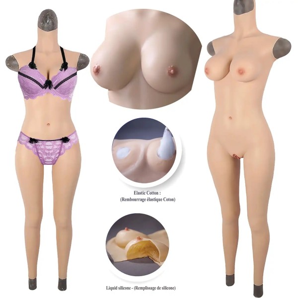 Combinaison faux seins en silicone