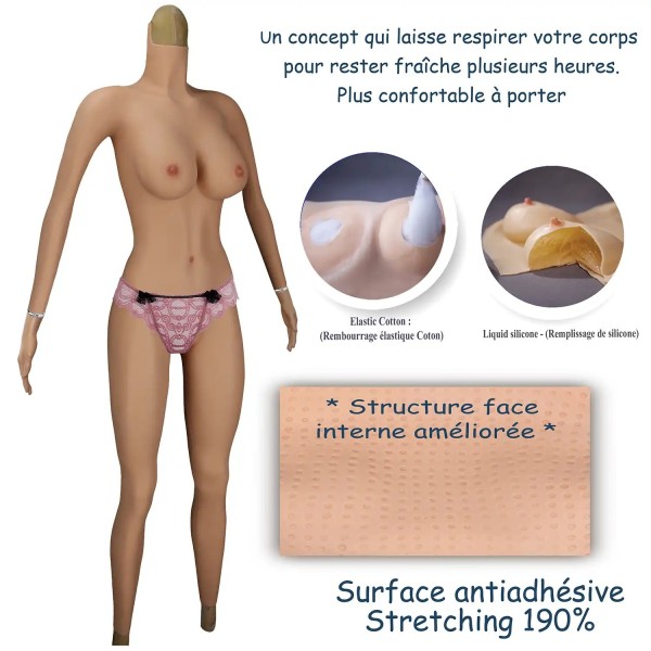 Combinaison intégrale faux seins, nouveau desing