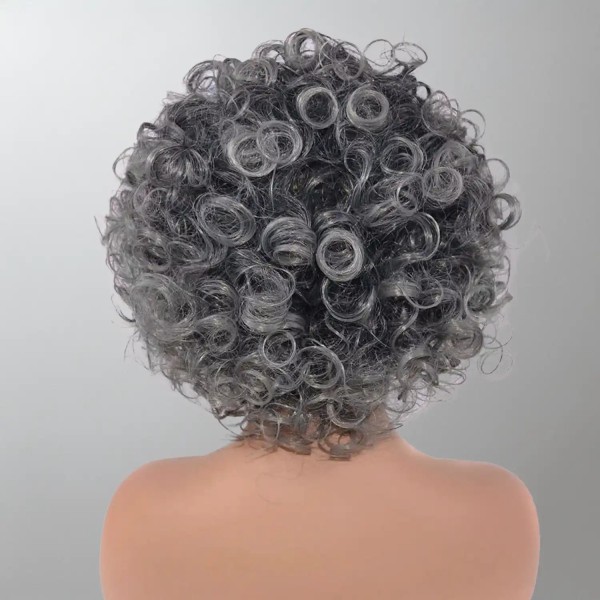Perruque courte frisée, effet naturel