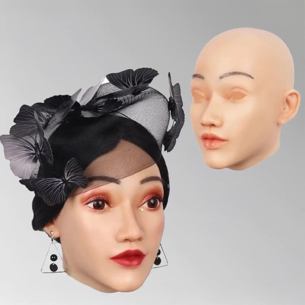 Masque en silicone tête pleine, visage réaliste