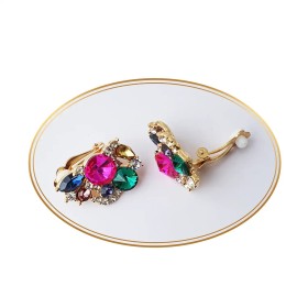 Boucles d'oreilles clips tendance, ornée de strass