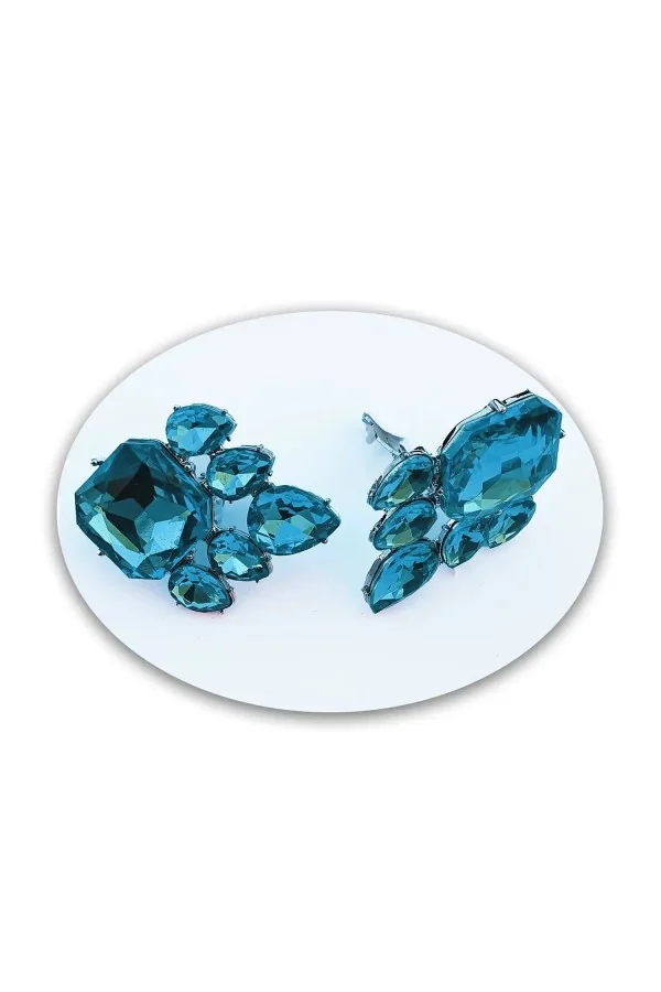 Boucles d'oreilles clips, pierres de synthèse