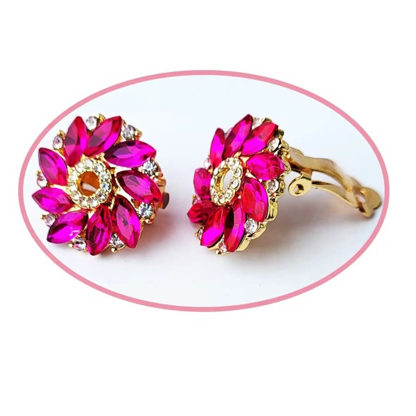 Boucles d'oreilles clips, un bouquet de pétales de fleurs
