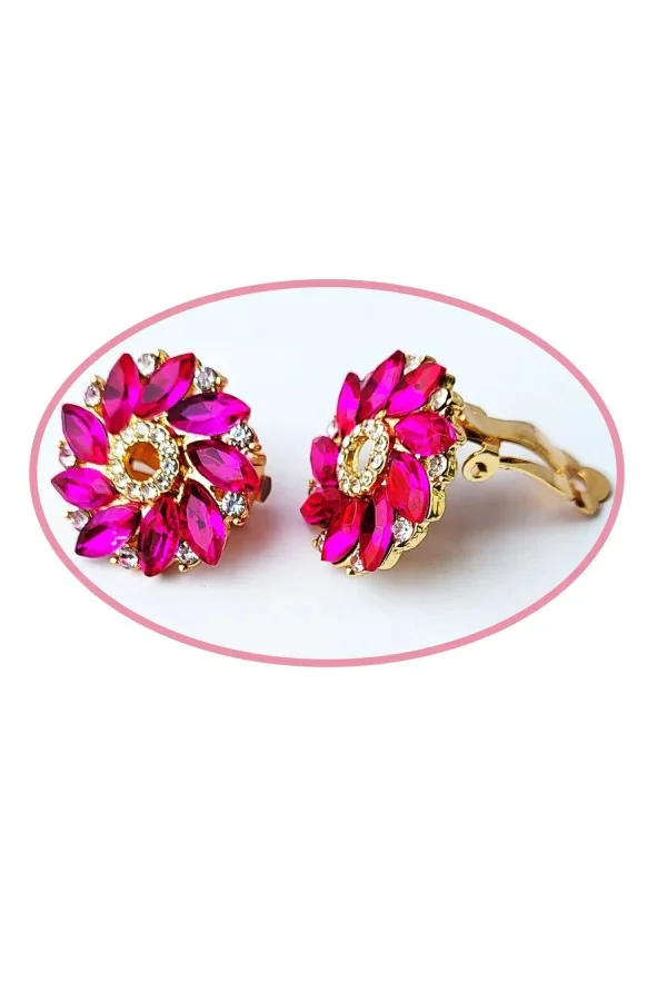 Boucles d'oreilles clips, un bouquet de pétales de fleurs