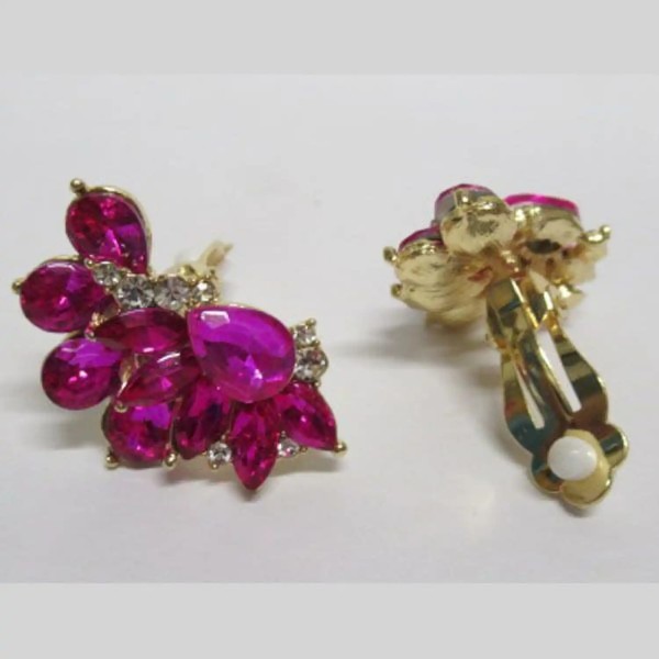 Boucles d'oreilles fantaisies clips, ornée de strass