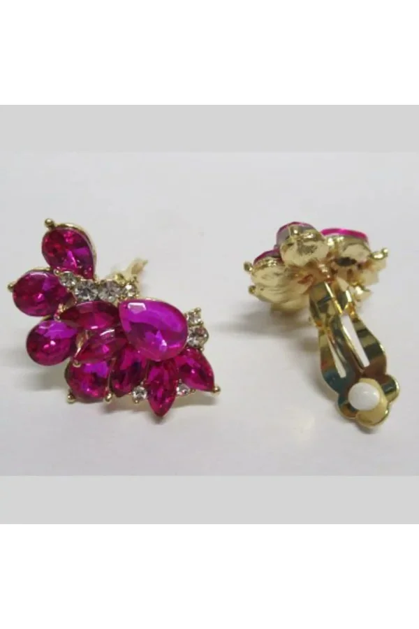 Boucles d'oreilles fantaisies clips, ornée de strass