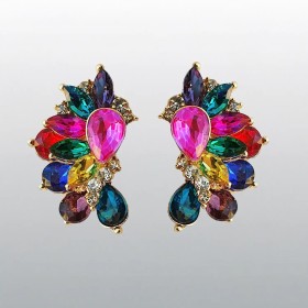 Boucles d'oreilles fantaisies clips, ornée de strass
