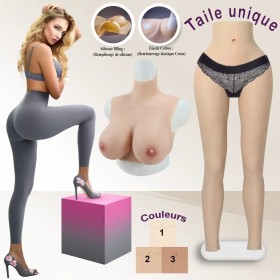 Ensemble buste faux seins col haut et legging taille haute
