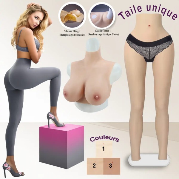 Ensemble buste faux seins col haut et legging taille haute