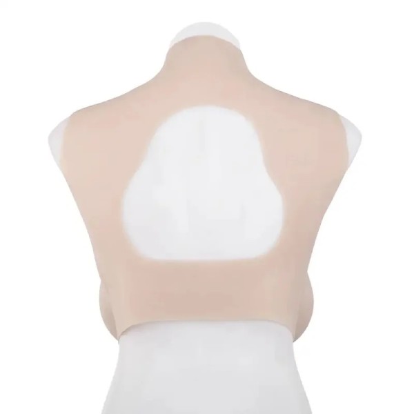 Buste faux seins en silicone, col haut et dos ouvert