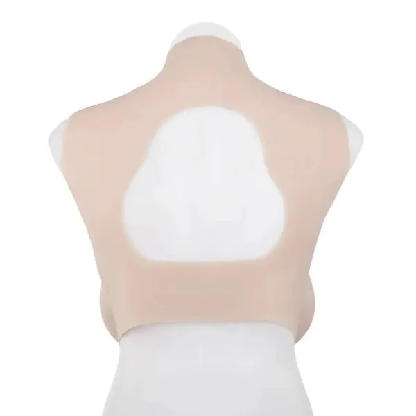 Buste faux seins en silicone, col haut et dos ouvert