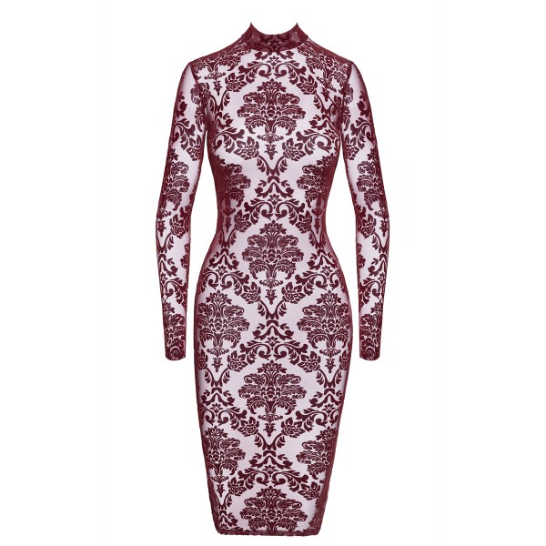 Robe fourreau en tulle floqué Kink Royal F384 - Noir Handmade