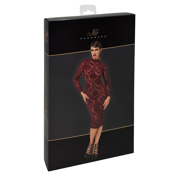 Robe fourreau en tulle floqué Kink Royal F384 - Noir Handmade