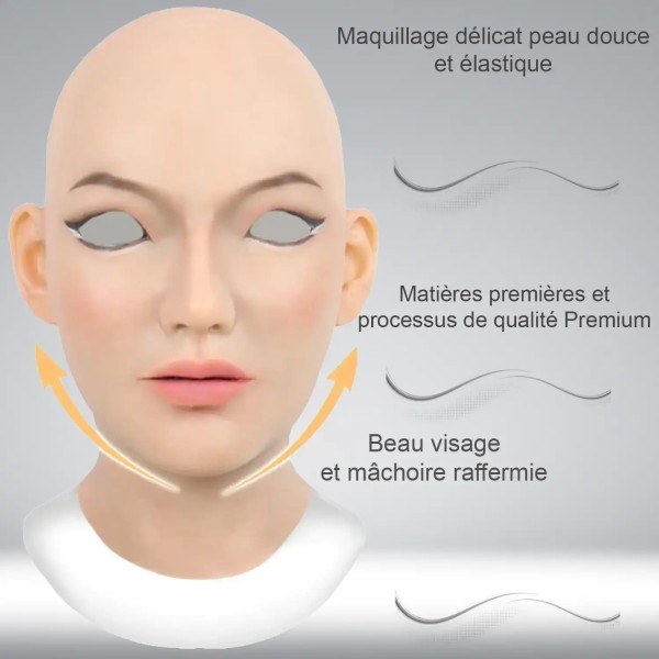 Masque tête pleine silicone visage femme réaliste