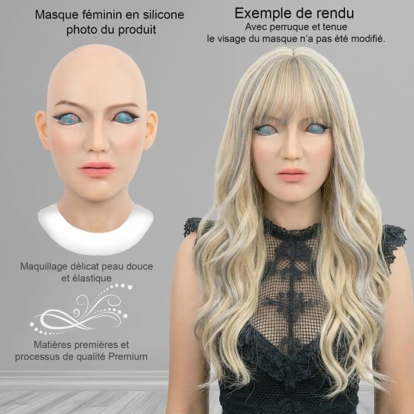 Masque tête pleine silicone visage femme réaliste
