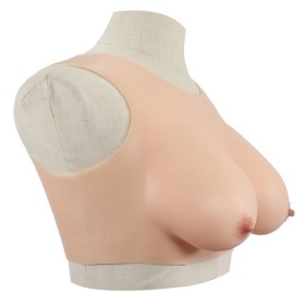 Buste faux seins 100% silicone, col haut, Bonnet C