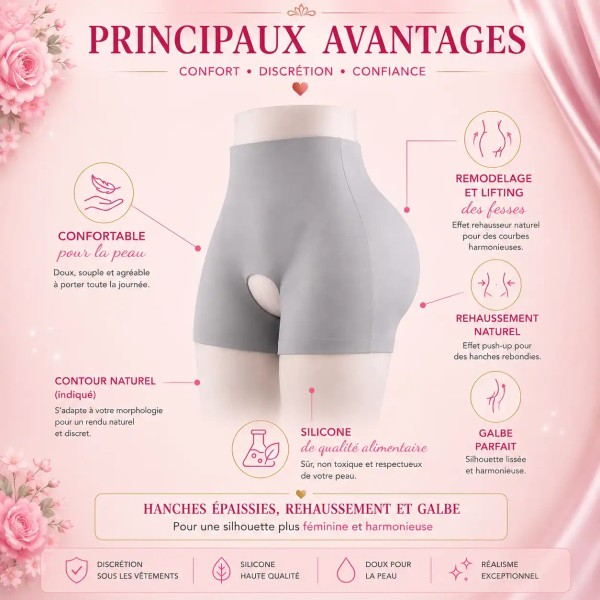 Boxer silicone sculptant hanches intégrées & effet liftant