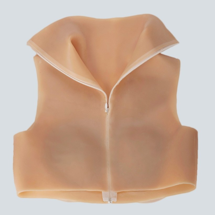 Buste faux seins, col haut, fermeture à glissière dans le dos