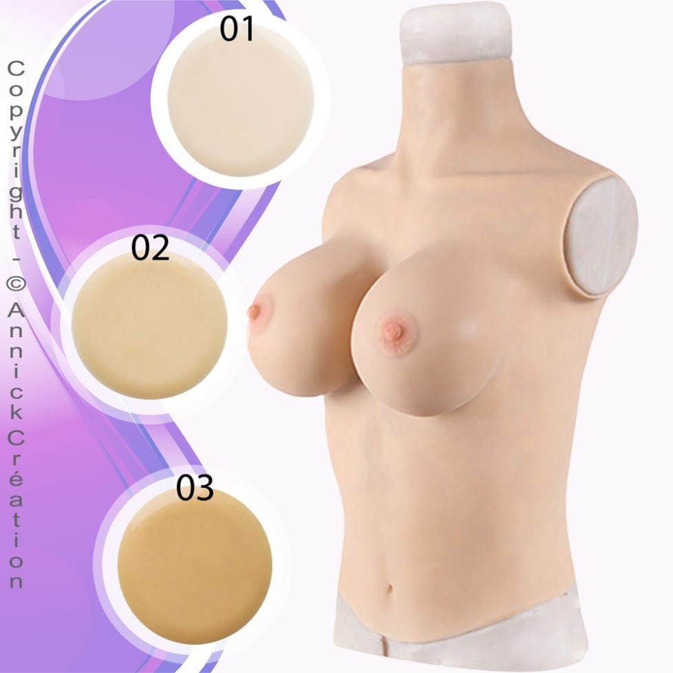 Buste long faux seins, col haut, taille G Buste long faux seins, col haut, taille G