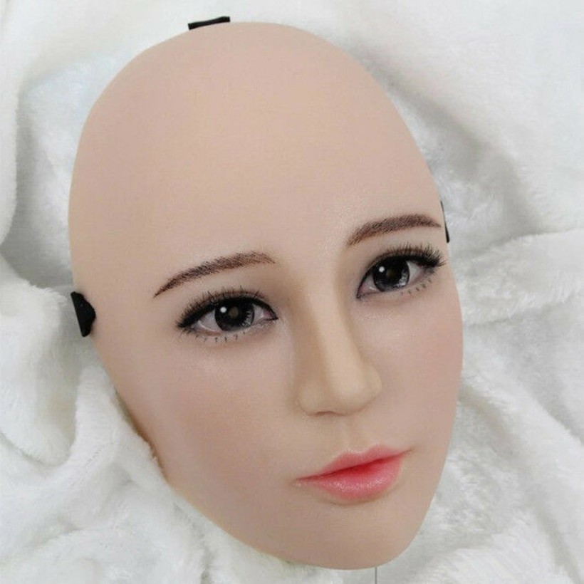 Masque en silicone demi-tête, avec un visage réaliste