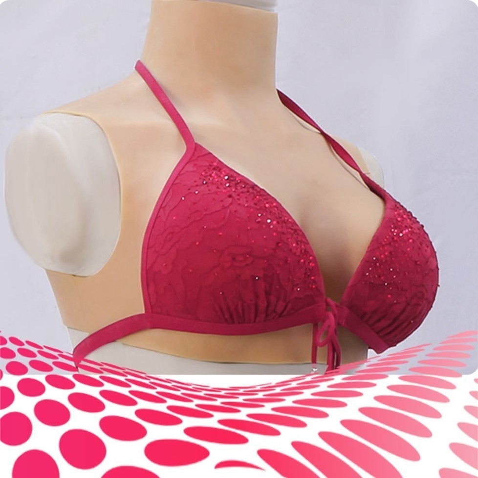 Buste faux seins 100% silicone, col haut, Bonnet C Buste faux seins 100% silicone, col haut, Bonnet C