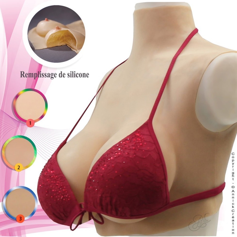 Buste faux seins en silicone, bonnet D Buste faux seins en silicone, bonnet D