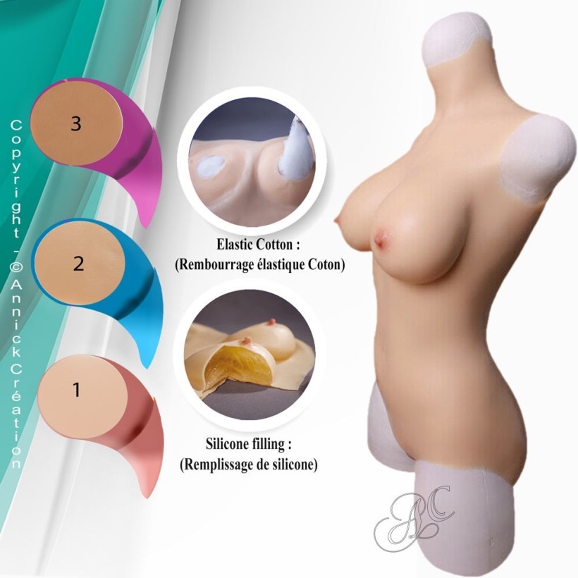 Body faux seins silicone avec faux vagin