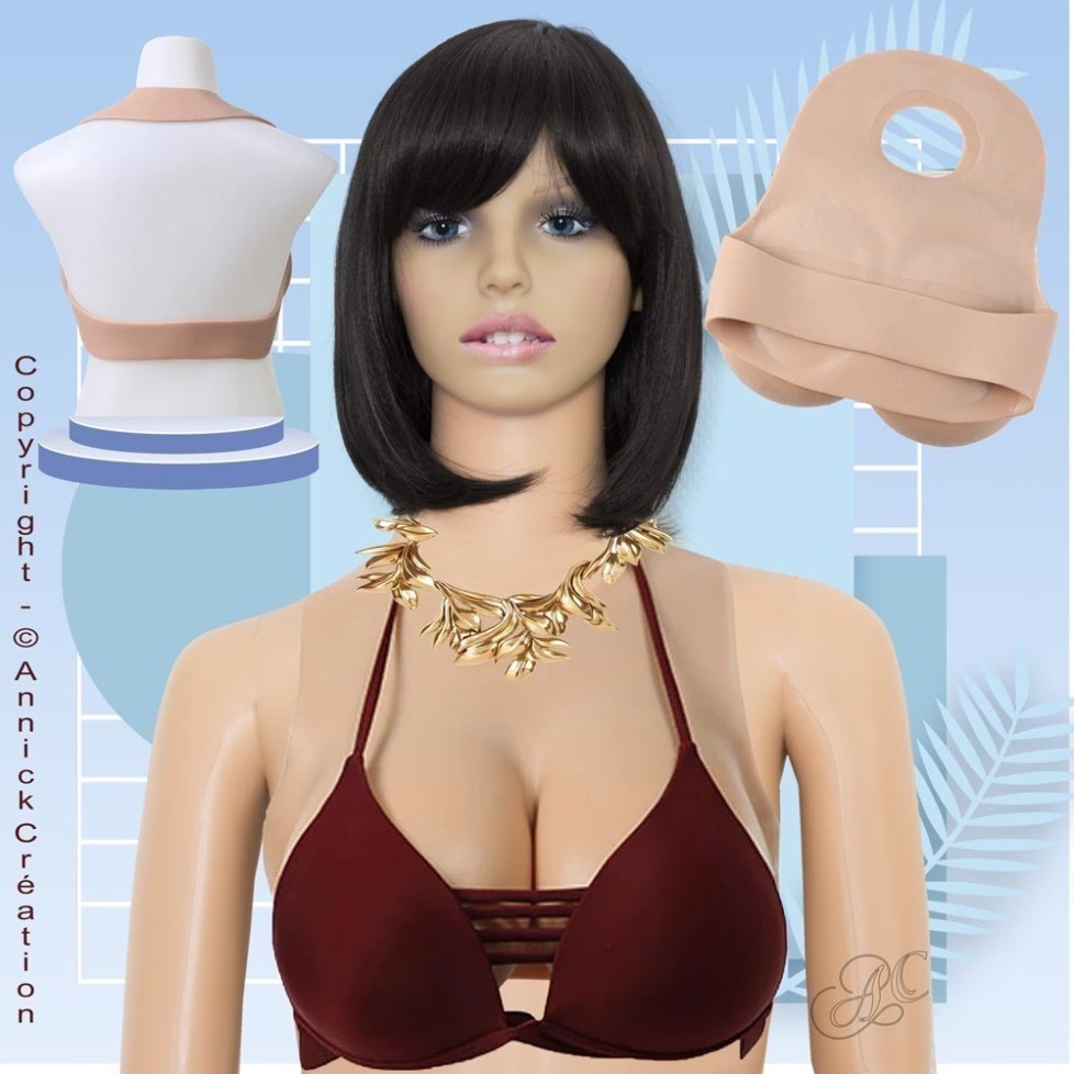 Buste faux seins 100% silicone, dos nu Buste faux seins 100% silicone, dos nu