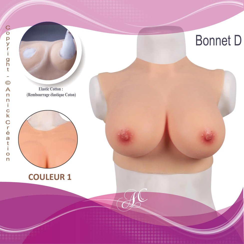 Buste fausse poitrine, col rond, un look féminin, bonnet D Buste fausse poitrine, col rond, un look féminin, bonnet D