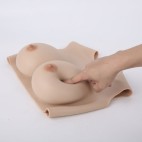 Buste faux seins silicone, encolure ronde, Bonnet C-D-E-G