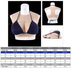 Buste faux seins silicone, encolure ronde, Bonnet C-D-E-G