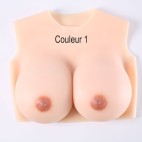 Buste faux seins silicone, encolure ronde, Bonnet C-D-E-G