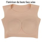 Buste faux seins silicone, col haut