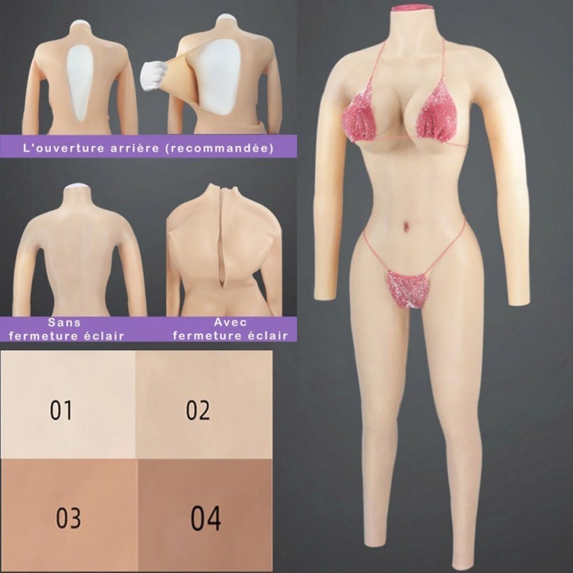Combinaison faux seins et faux vagin en silicone