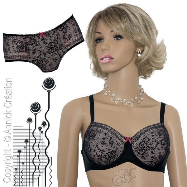 Ensemble lingerie motifs floraux, soutien-gorge