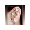 Boucle tour d'oreille papillons et fleurs, ornée de strass